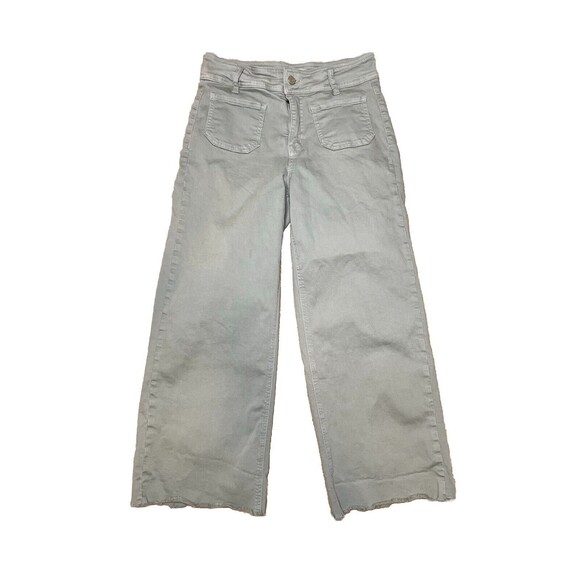 Mica Denim Buckle Super High Rise Cropped Wide Leg Stretch Pant 26 Mint Green - Picture 6 of 15